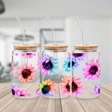 Load image into Gallery viewer, "RAINBOW SUNFLOWER" LIBBEY GLASS CAN