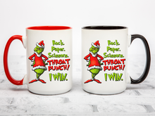 Load image into Gallery viewer, Rock Paper Scissors Throat Punch Funny Christmas Mug Coffee Mug