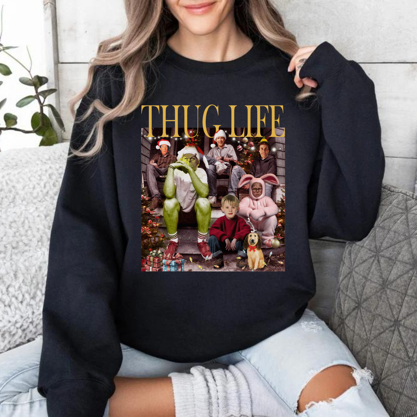 Thug Life Christmas Sweatshirt Funny Christmas Family Matching Sweatshirts