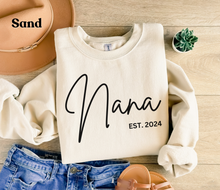 Load image into Gallery viewer, Custom Nana Sweatshirt Personalized Nana Shirt New Nana Gift for Nana Mothers Day Gift for Grandma Nana Birthday Gift Nana to be Gift Nanny
