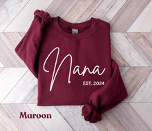 Load image into Gallery viewer, Custom Nana Sweatshirt Personalized Nana Shirt New Nana Gift for Nana Mothers Day Gift for Grandma Nana Birthday Gift Nana to be Gift Nanny
