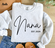 Load image into Gallery viewer, Custom Nana Sweatshirt Personalized Nana Shirt New Nana Gift for Nana Mothers Day Gift for Grandma Nana Birthday Gift Nana to be Gift Nanny
