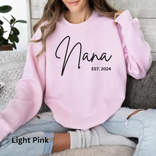 Load image into Gallery viewer, Custom Nana Sweatshirt Personalized Nana Shirt New Nana Gift for Nana Mothers Day Gift for Grandma Nana Birthday Gift Nana to be Gift Nanny
