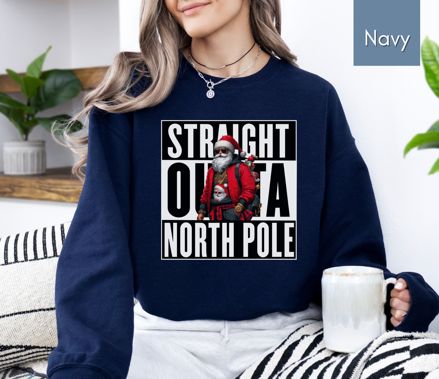 Straight Outta The North Pole Sweatshirt Funny Christmas Family Matching Sweatshirts