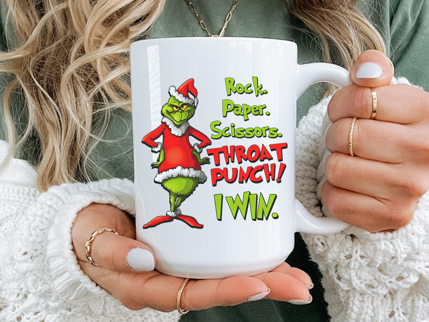 Rock Paper Scissors Throat Punch Funny Christmas Mug Coffee Mug
