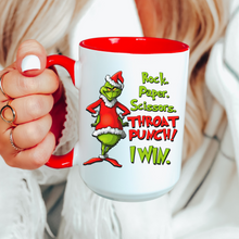 Load image into Gallery viewer, Rock Paper Scissors Throat Punch Funny Christmas Mug Coffee Mug
